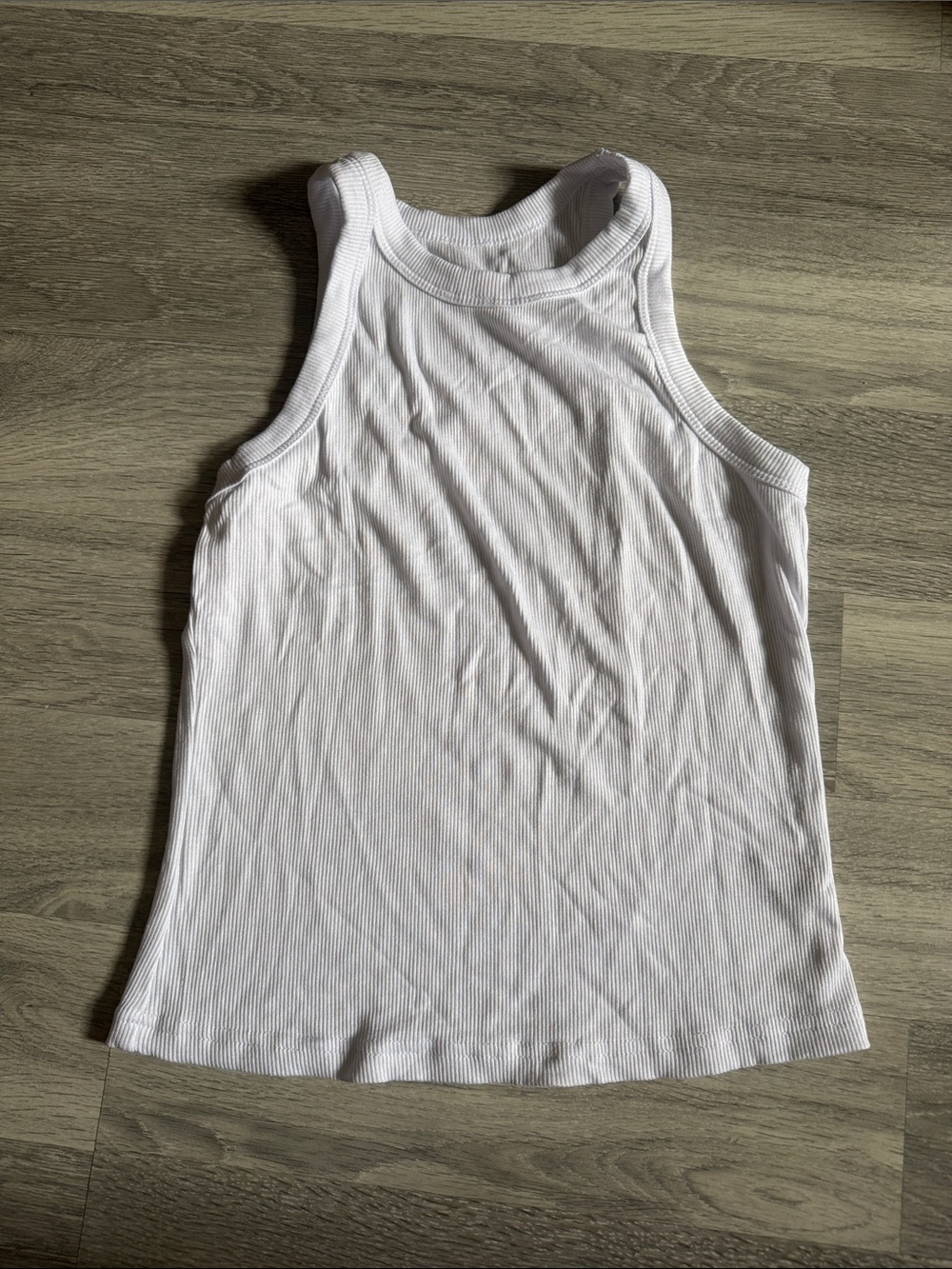 SHEIN White Ribbed Tank Top - Women's Racerback